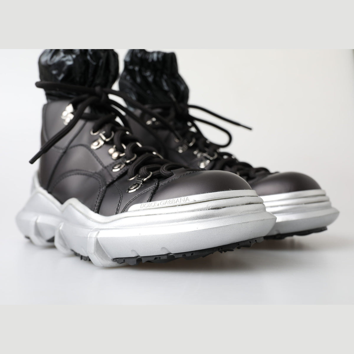 Dolce & Gabbana Black Nylon Galileo High Top Sneakers Shoes