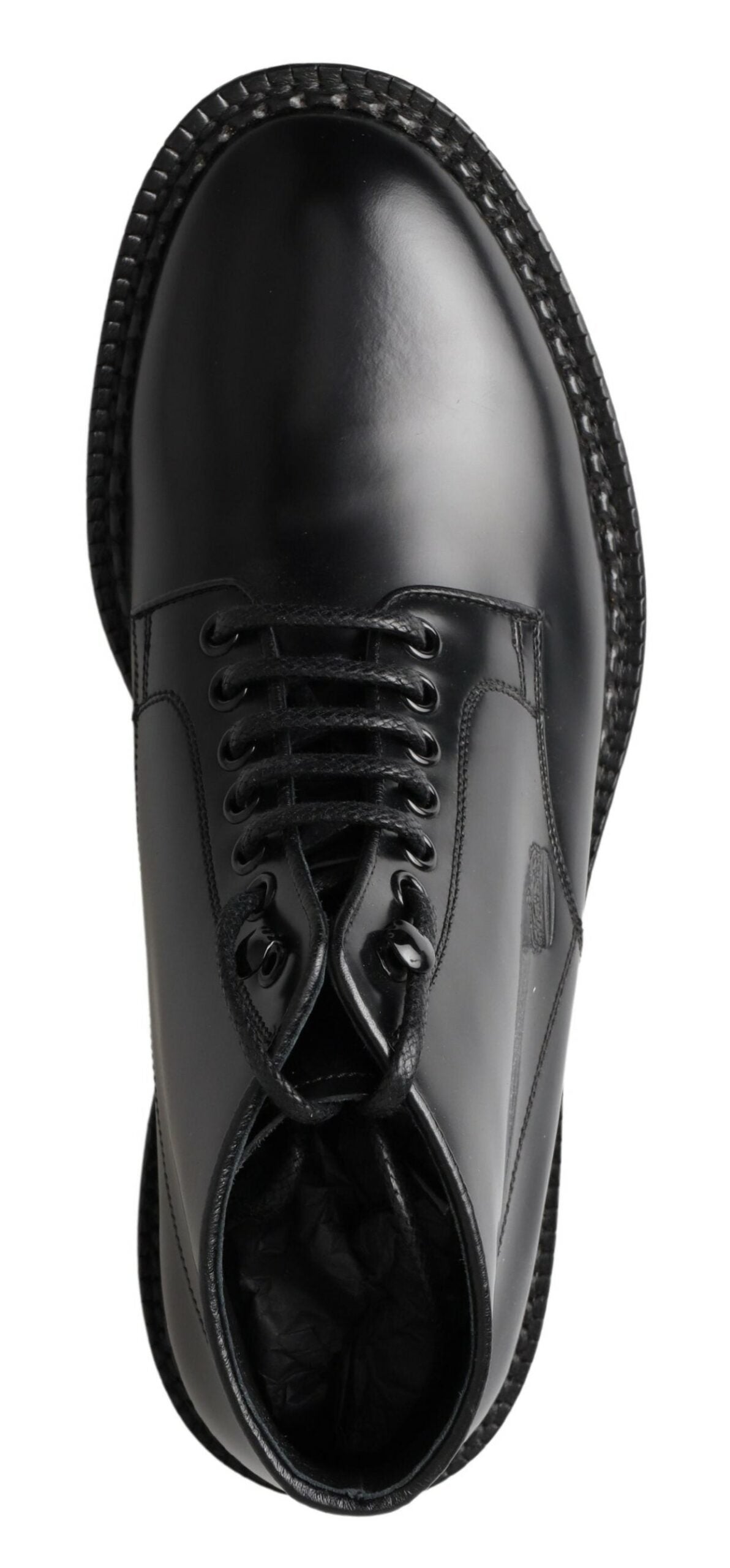 Dolce & Gabbana Black Leather Men Short Boots Lace Up Shoes Dolce & Gabbana