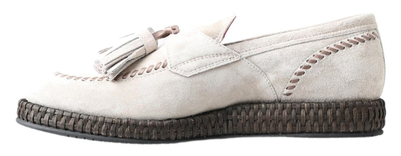 Dolce & Gabbana Ivory Suede Leather Men Espadrille Shoes Dolce & Gabbana