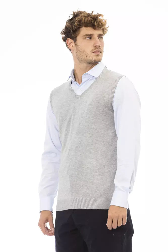 Alpha Studio Gray Viscose Men Jacket Alpha Studio