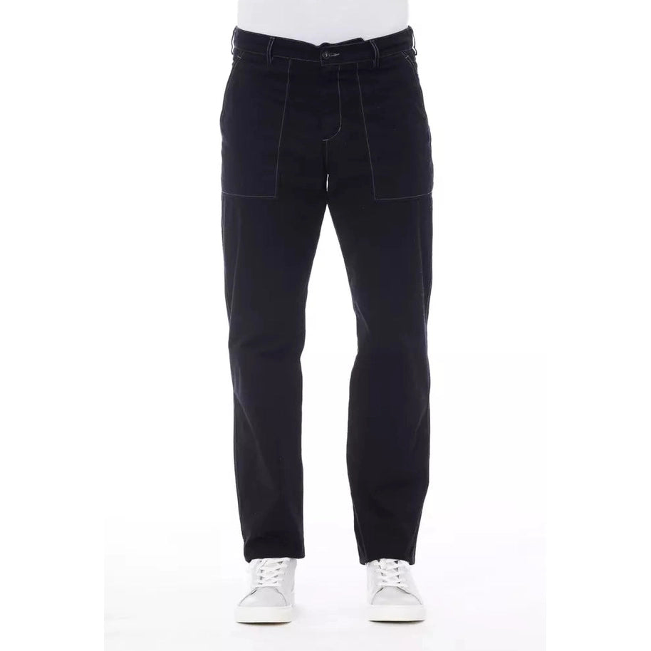 Alpha Studio Blue Cotton Men Pant