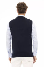 Alpha Studio Blue Viscose Men's V-neck Vest Alpha Studio