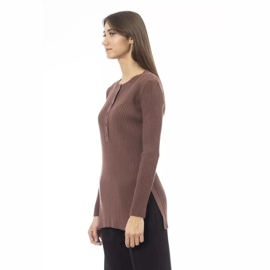 Alpha Studio Brown Viscose Women Sweater Alpha Studio