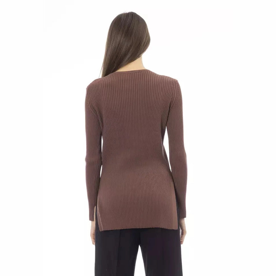 Alpha Studio Brown Viscose Women Sweater Alpha Studio