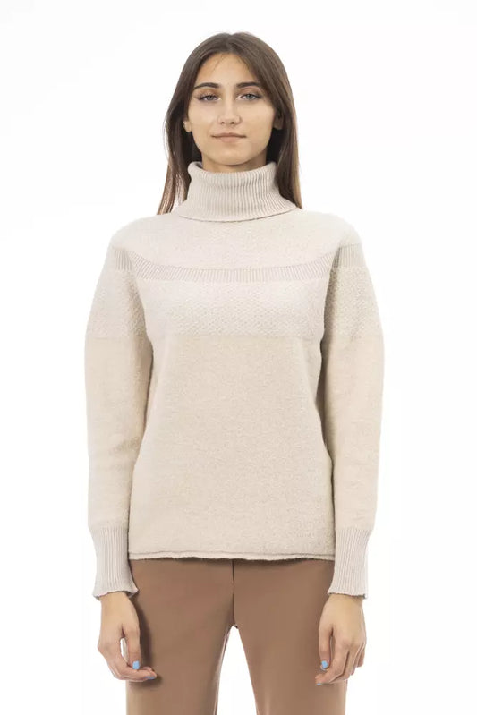 Alpha Studio Beige Wool Women Sweater Alpha Studio