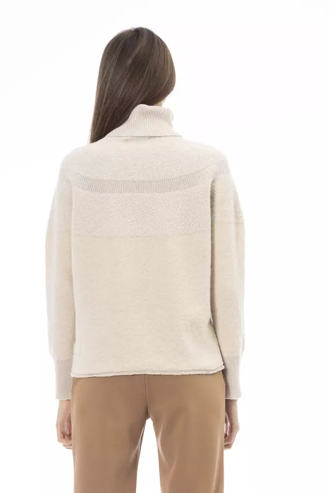Alpha Studio Beige Wool Women Sweater Alpha Studio