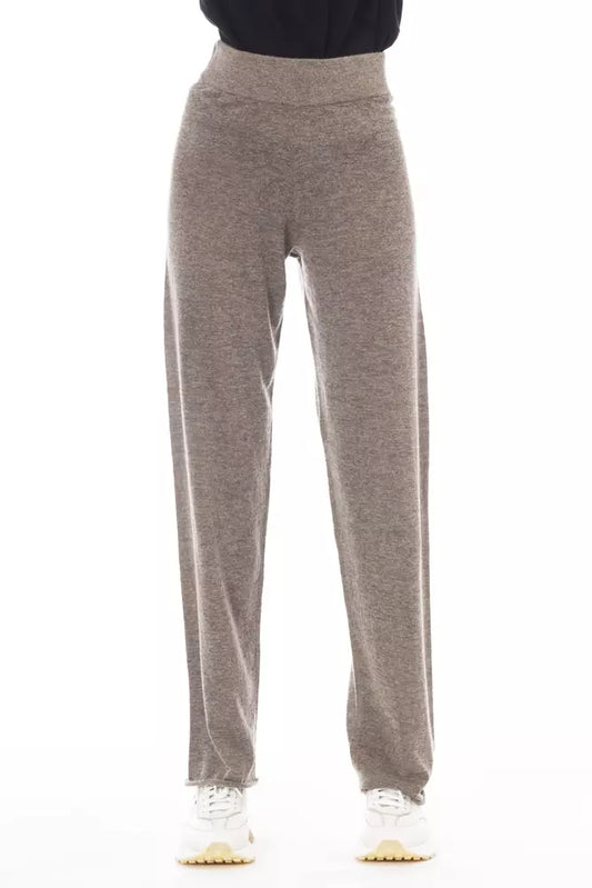 Alpha Studio Brown Wool Women Pant Alpha Studio