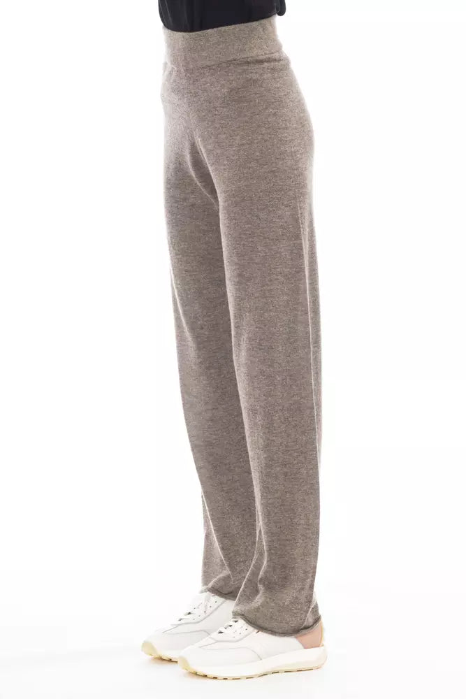 Alpha Studio Brown Wool Women Pant Alpha Studio