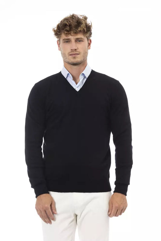 Alpha Studio Black Wool Men's Sweater Alpha Studio