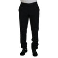 Dolce & Gabbana black wool and silk dress trouser pants, tailored with a sleek, elegant fit and classic design.