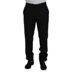 Dolce & Gabbana black wool and silk dress trouser pants, tailored with a sleek, elegant fit and classic design.
