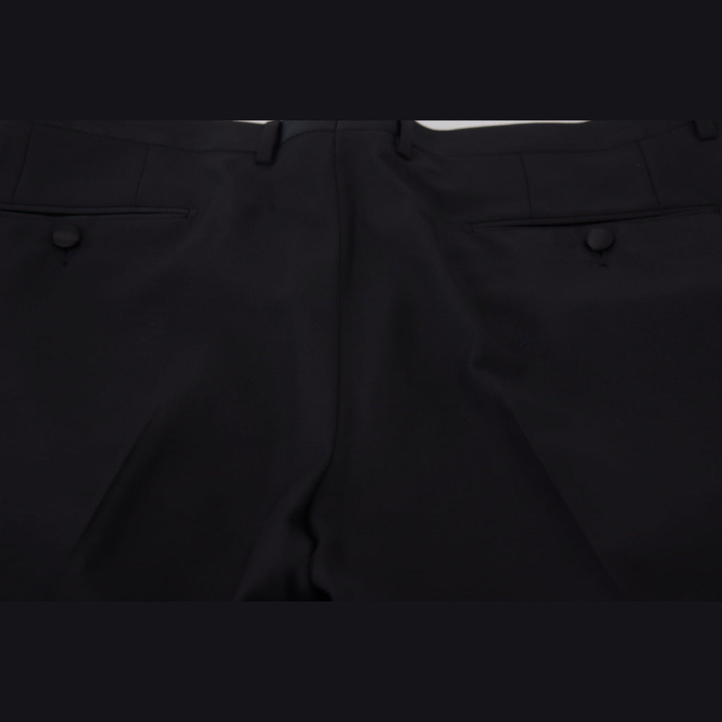 Dolce & Gabbana black wool and silk trouser pants, tailored dress trousers with a sleek, elegant fit.