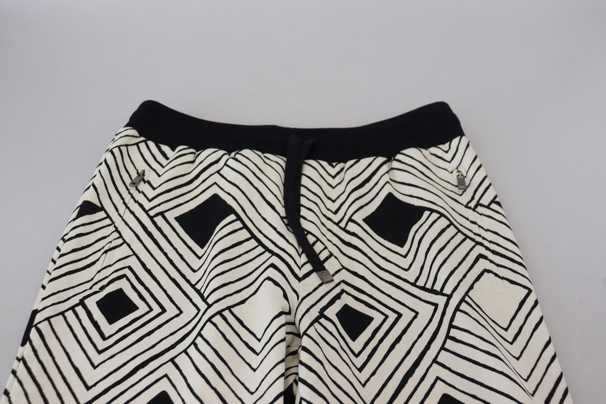 Dolce & Gabbana Black White Cotton Trousers Sport Pants - Eljoys Fashion 