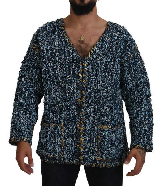 Dolce & Gabbana Blue Button Cardigan Fatto A Mano Sweater Dolce & Gabbana