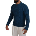 Dolce & Gabbana Blue Knitted Wool Alpaca Pullover Sweater