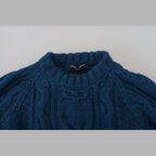 Dolce & Gabbana Blue Knitted Wool Alpaca Pullover Sweater