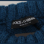 Dolce & Gabbana Blue Knitted Wool Alpaca Pullover Sweater
