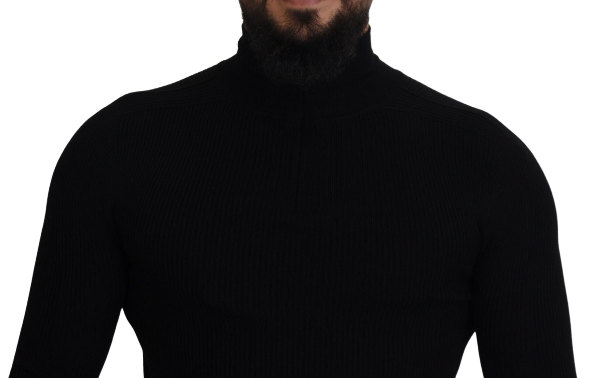 Dolce & Gabbana Black Half Zip Turtleneck Pullover Sweater Dolce & Gabbana