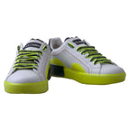 Dolce & Gabbana White Yellow Portofino Leather Sneakers Shoes