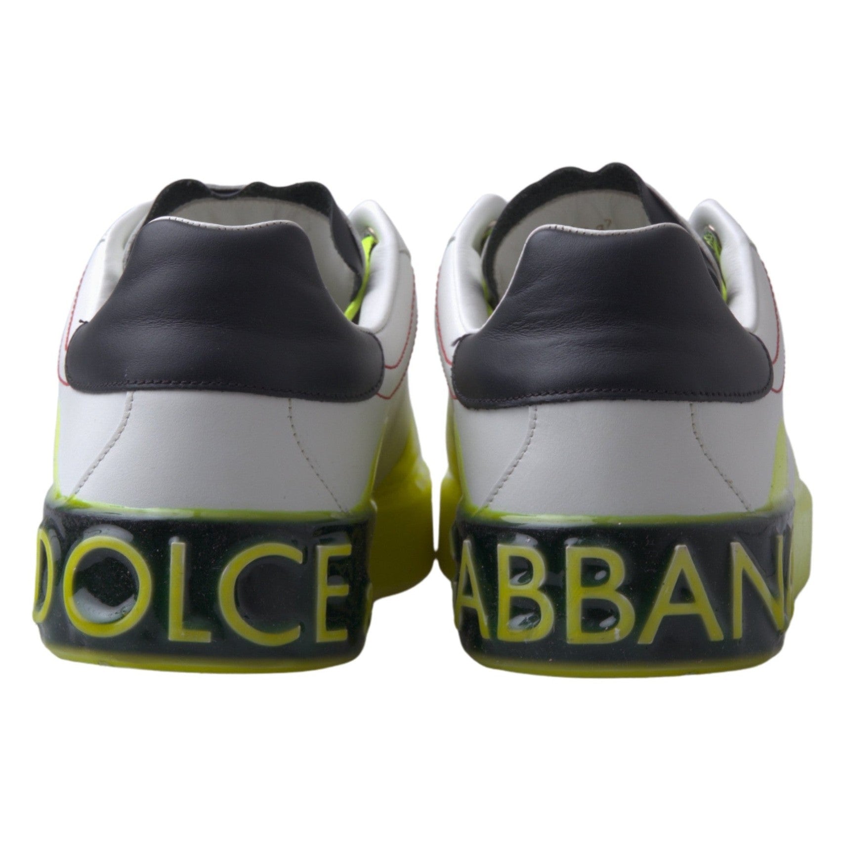 Dolce & Gabbana White Yellow Portofino Leather Sneakers Shoes Dolce & Gabbana