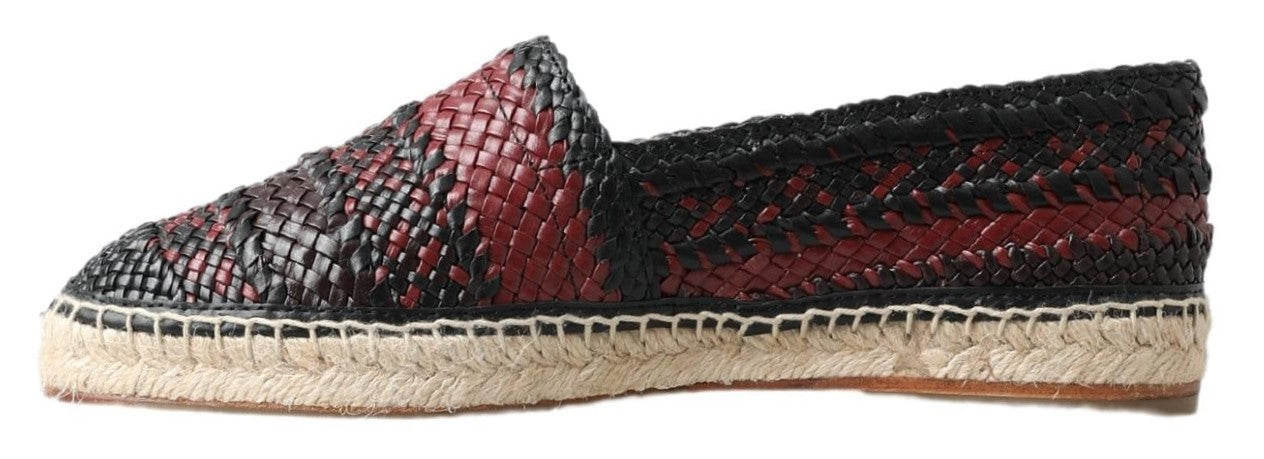 Dolce & Gabbana Black Bordeaux Buffalo Leather Espadrille Shoes Dolce & Gabbana