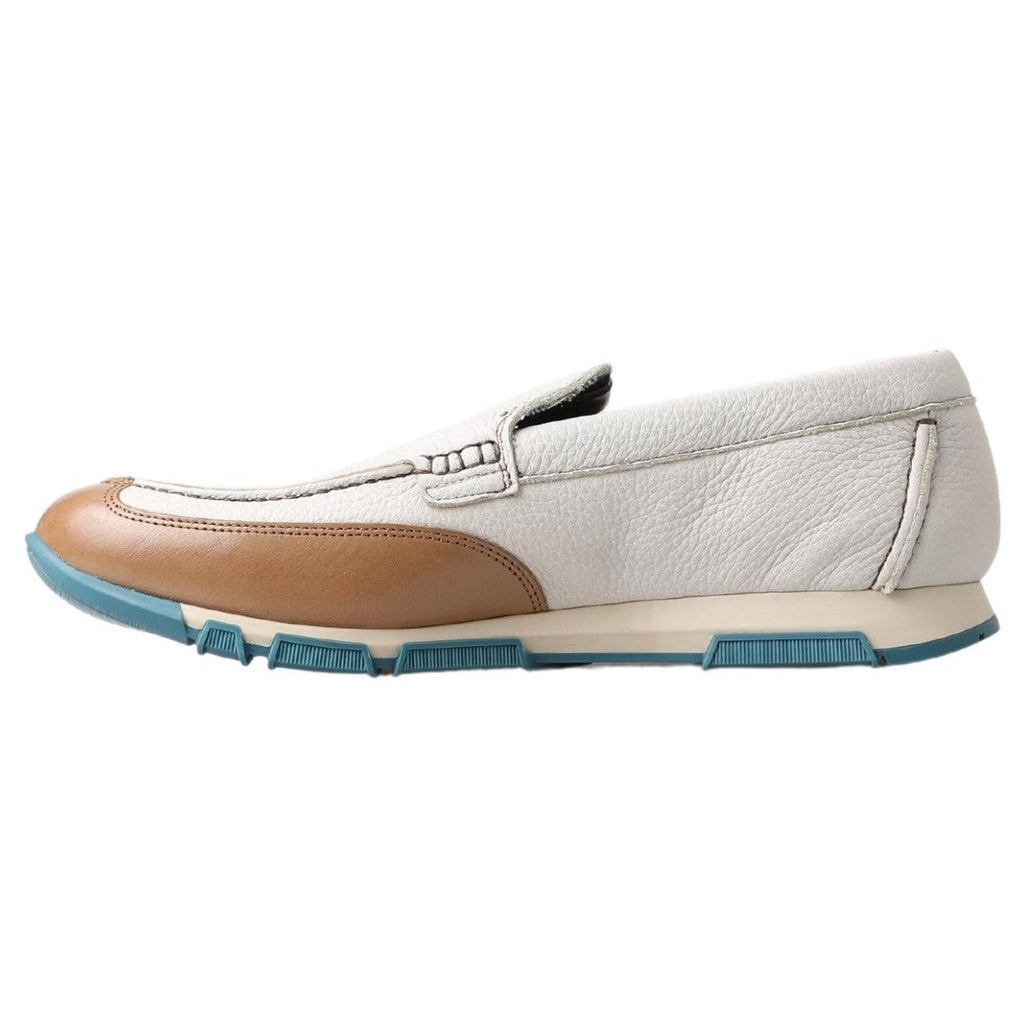 Dolce & Gabbana White Leather Loafers Moccasins Shoes
