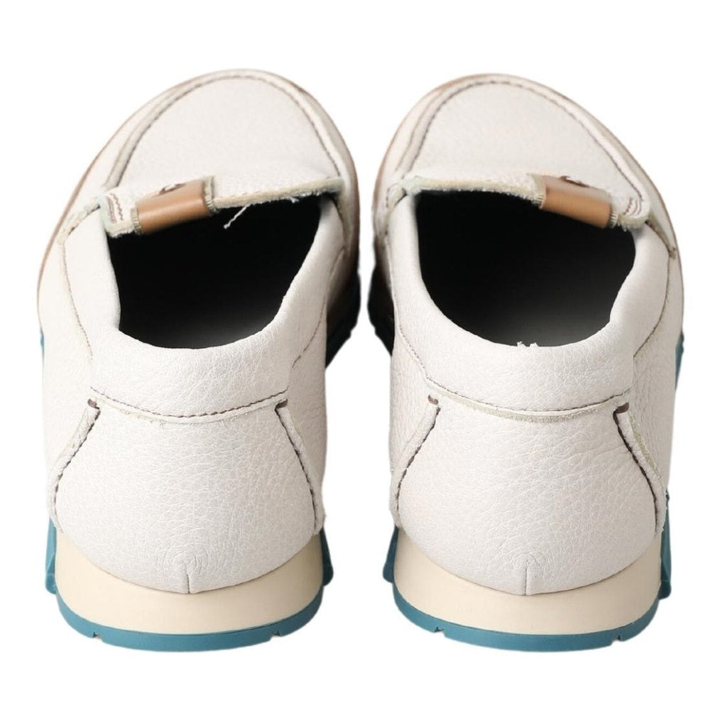 Dolce & Gabbana White Leather Loafers Moccasins Shoes