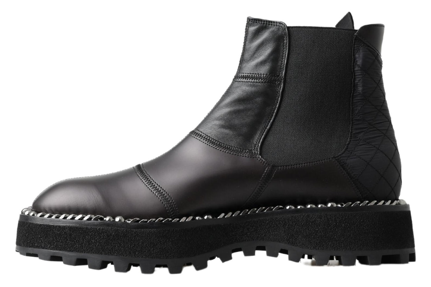 Dolce & Gabbana Black Leather Slip on Stretch Boots Dolce & Gabbana