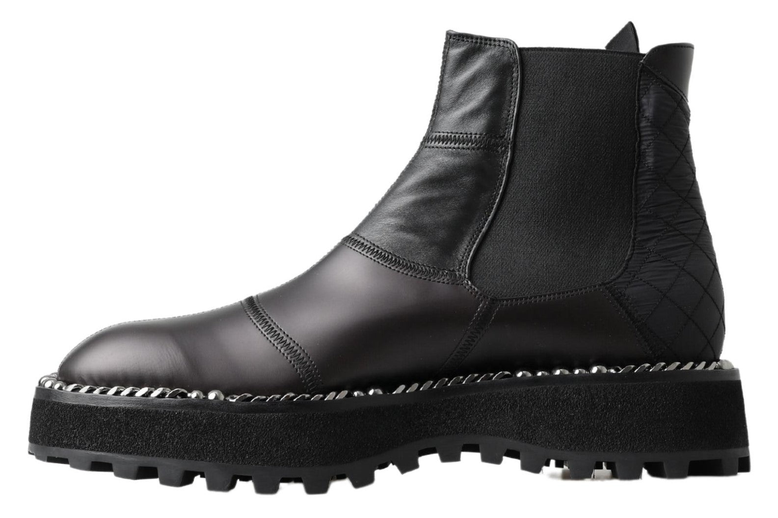 Dolce & Gabbana Black Leather Slip on Stretch Boots Dolce & Gabbana