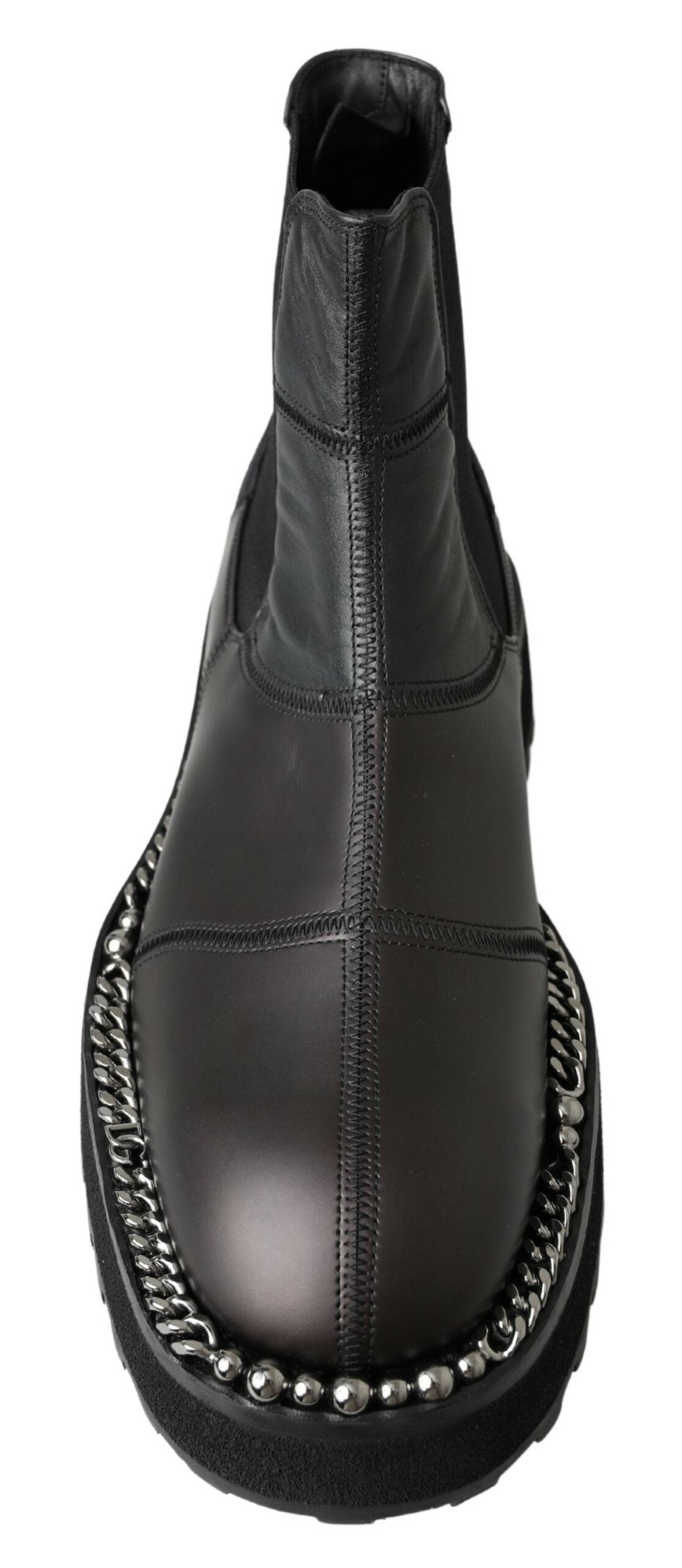 Dolce & Gabbana Black Leather Slip on Stretch Boots Dolce & Gabbana