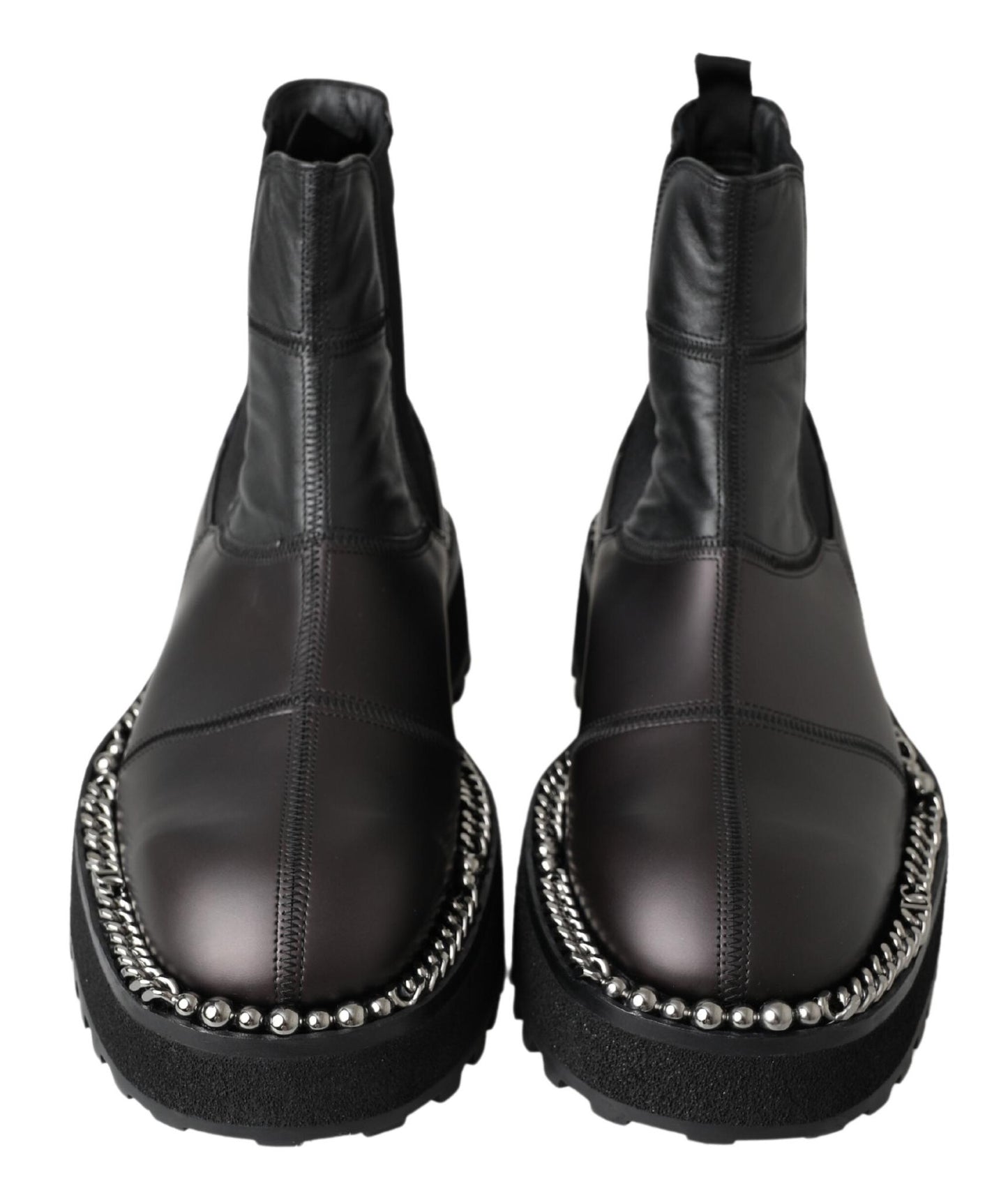 Dolce & Gabbana Black Leather Slip on Stretch Boots Dolce & Gabbana