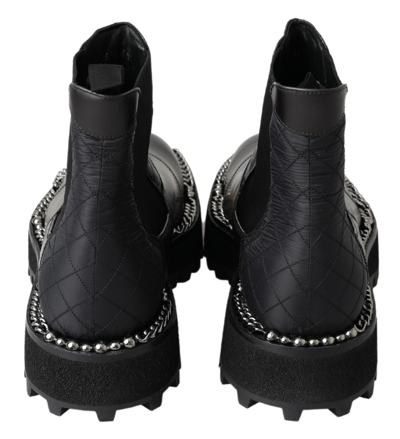Dolce & Gabbana Black Leather Slip on Stretch Boots Dolce & Gabbana