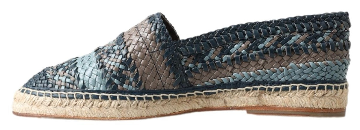Dolce & Gabbana Blue Gray Leather Buffalo Espadrille Shoes Dolce & Gabbana