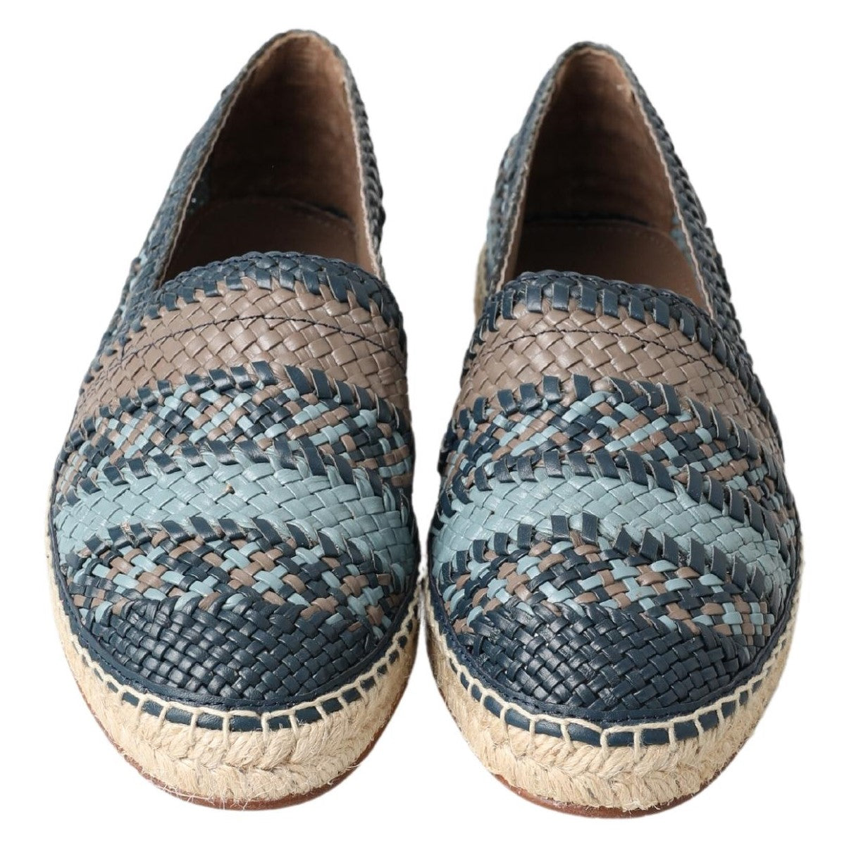 Dolce & Gabbana Blue Gray Leather Buffalo Espadrille Shoes Dolce & Gabbana