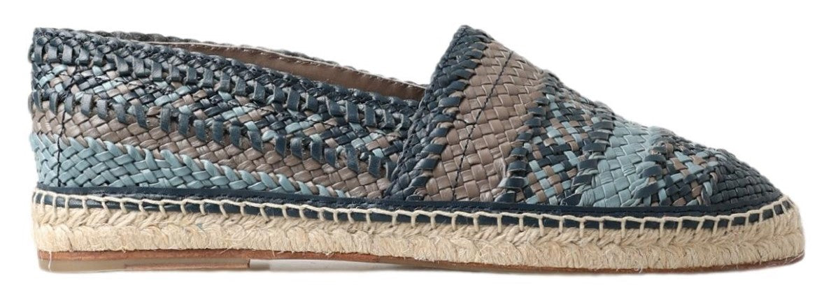 Dolce & Gabbana Blue Gray Leather Buffalo Espadrille Shoes Dolce & Gabbana