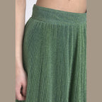 Dolce & Gabbana Metallic Green High Waist A-line Pleated Skirt