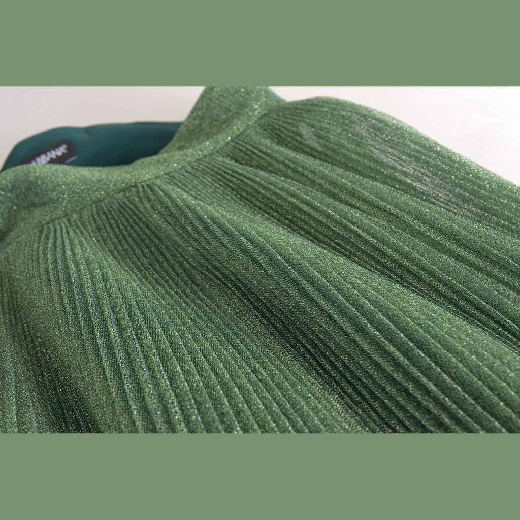 Dolce & Gabbana Metallic Green High Waist A-line Pleated Skirt