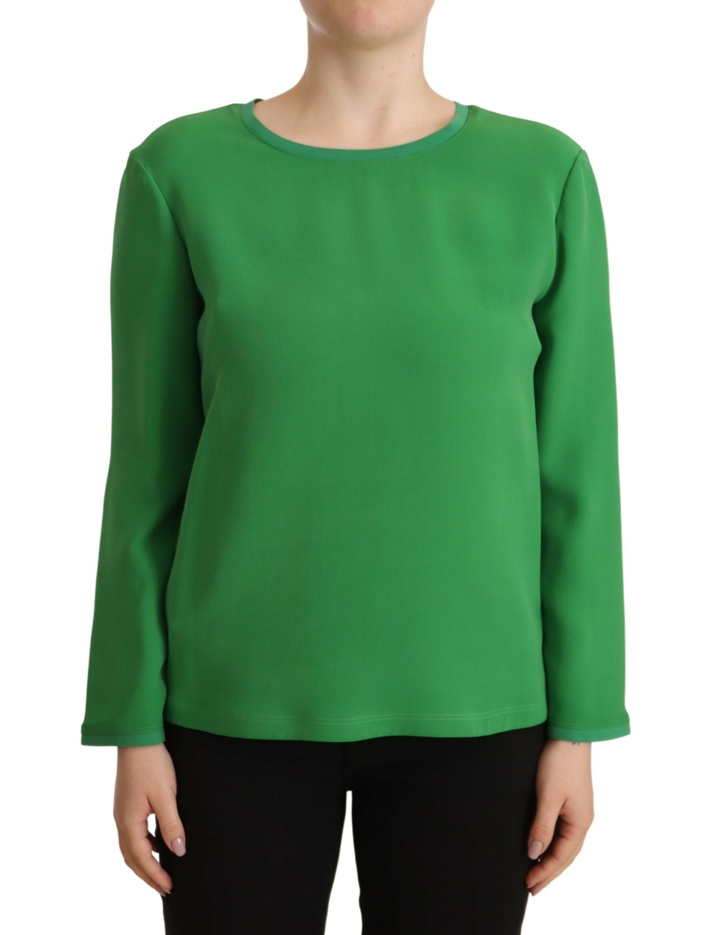 Armani Green Silk Long Sleeves Round Neck Sweater Armani