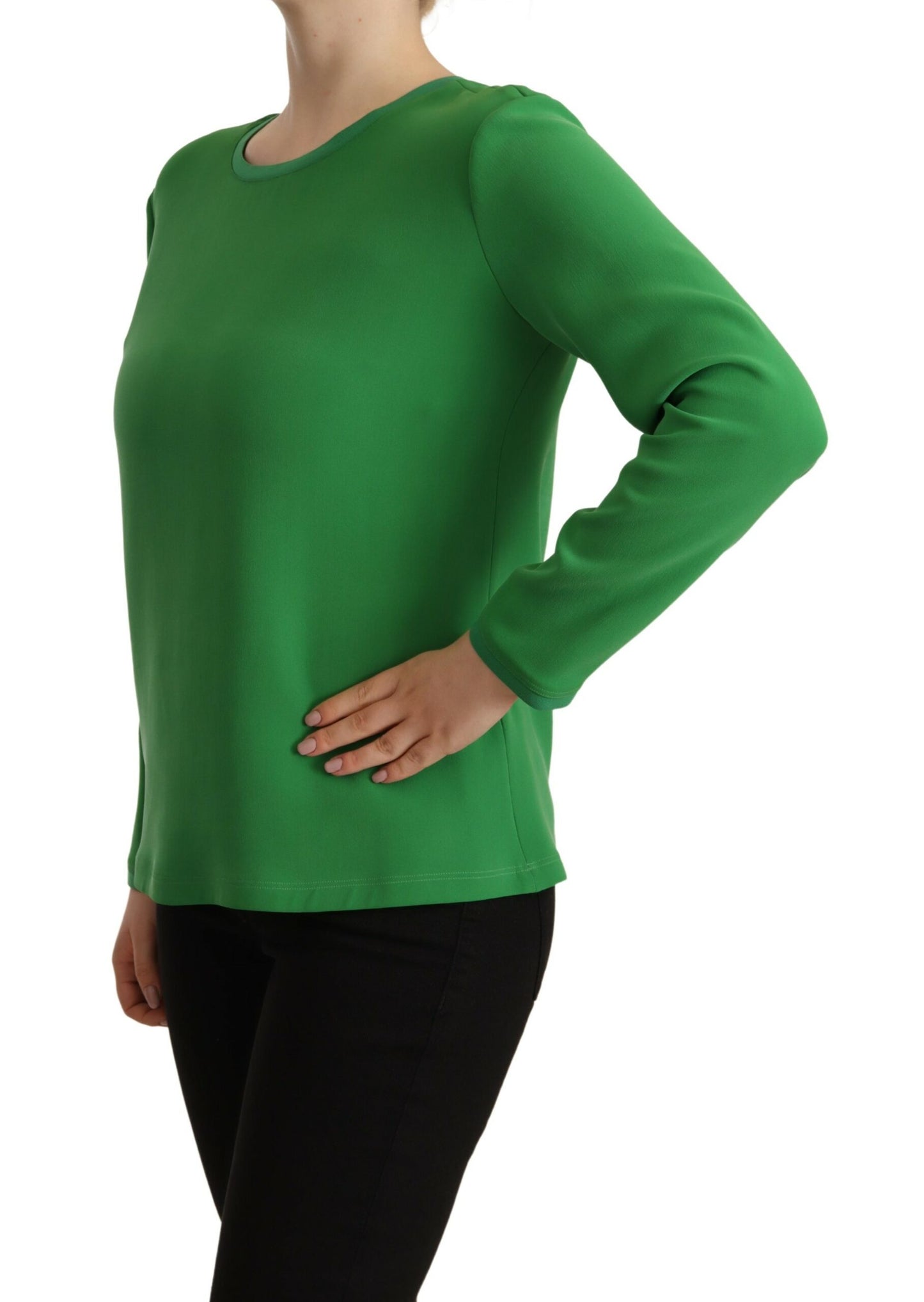 Armani Green Silk Long Sleeves Round Neck Sweater Armani