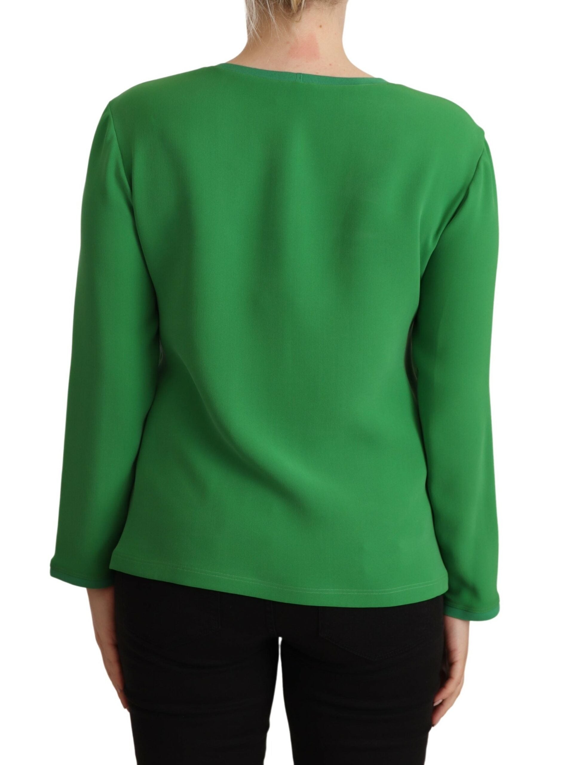 Armani Green Silk Long Sleeves Round Neck Sweater Armani