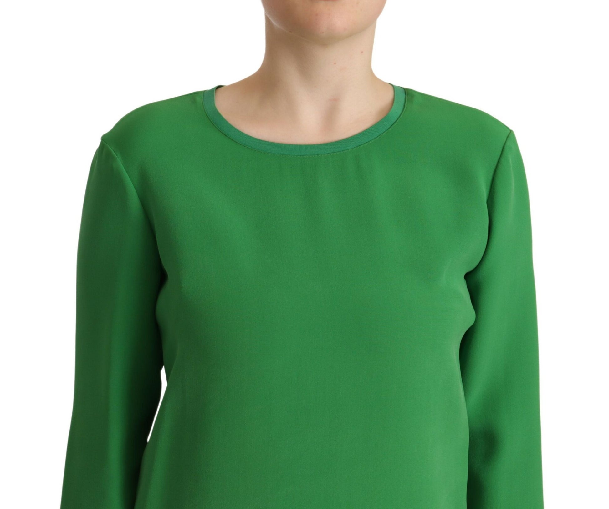 Armani Green Silk Long Sleeves Round Neck Sweater Armani