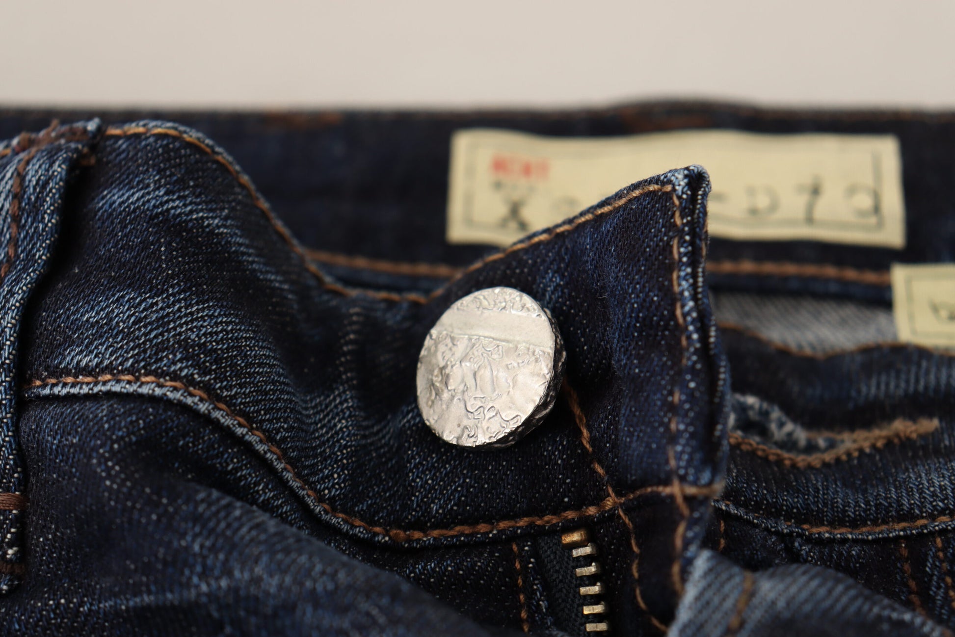 Acht Blue Washed Cotton Low Waist Skinny Denim Jeans Acht