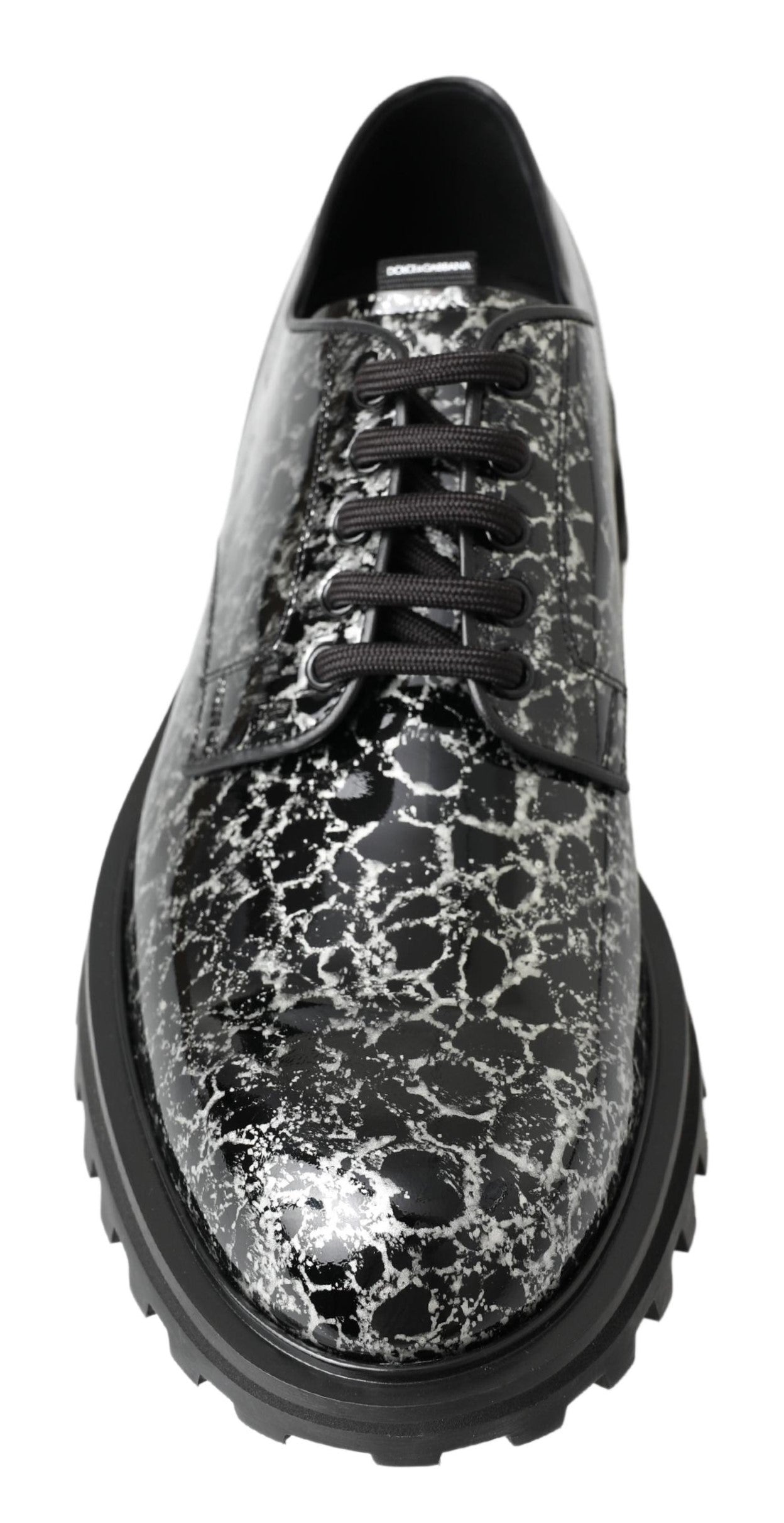 Dolce & Gabbana Black White Derby Patent Leather Shoes Dolce & Gabbana