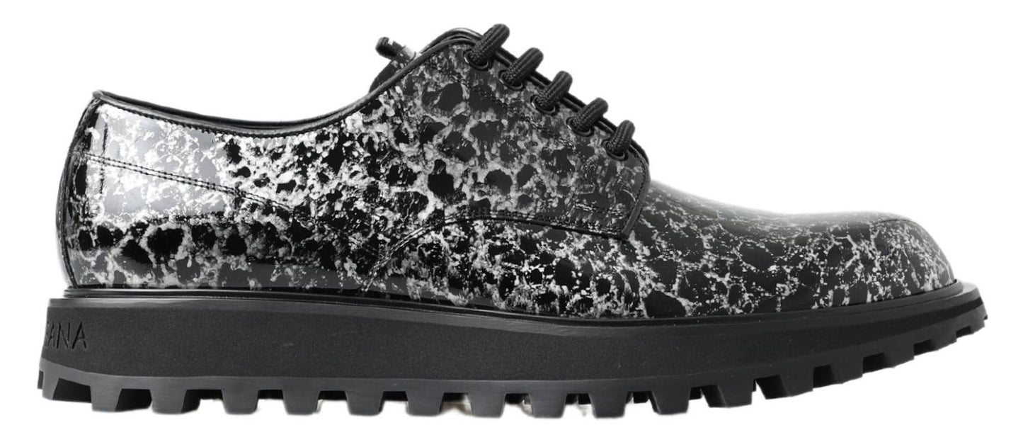Dolce & Gabbana Black White Derby Patent Leather Shoes Dolce & Gabbana