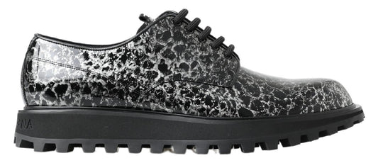 Dolce & Gabbana Black White Derby Patent Leather Shoes Dolce & Gabbana
