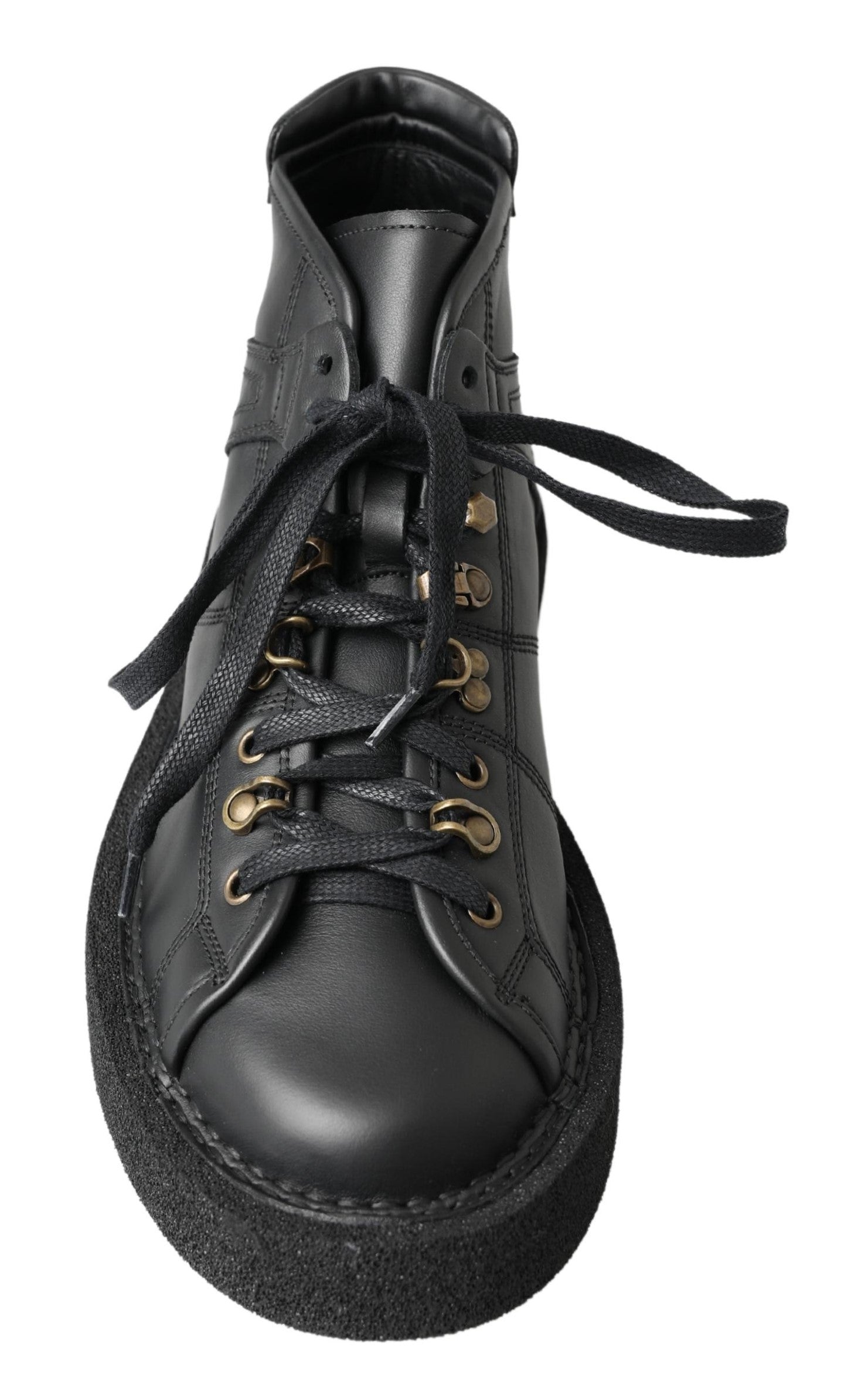 Dolce & Gabbana Black Leather Slip on Stretch Boots Dolce & Gabbana