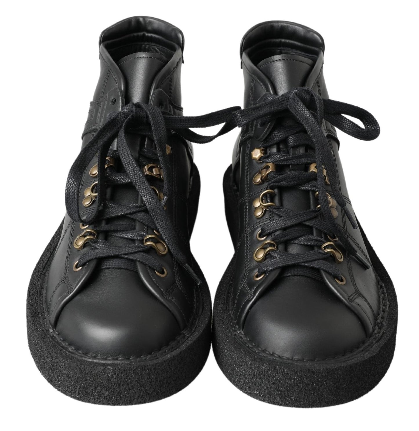 Dolce & Gabbana Black Leather Slip on Stretch Boots Dolce & Gabbana