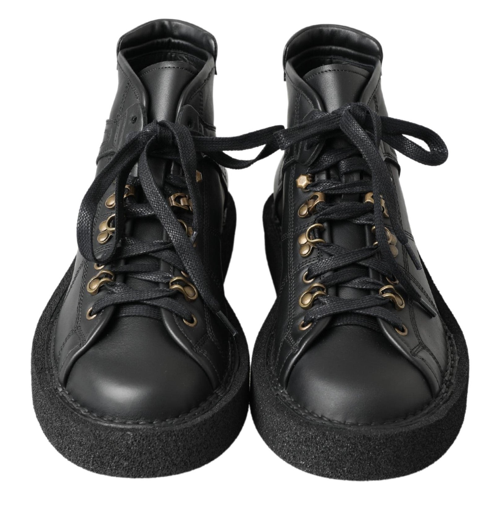 Dolce & Gabbana Black Leather Slip on Stretch Boots Dolce & Gabbana