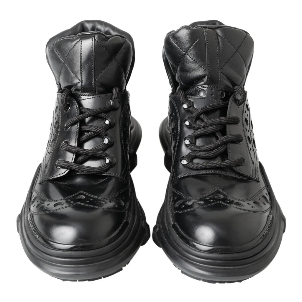 Dolce & Gabbana Black Leather Ankle Casual Boots
