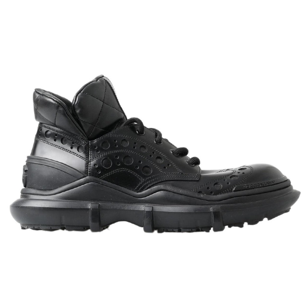 Dolce & Gabbana Black Leather Ankle Casual Boots